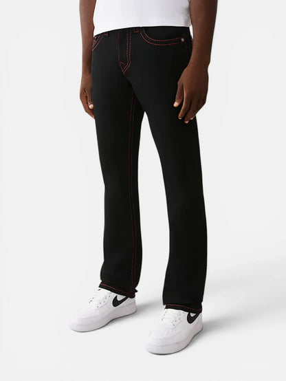 Pantalon Jean True Religion Ricky Straight Negro Rojo