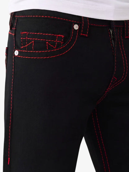 Pantalon Jean True Religion Ricky Straight Negro Rojo