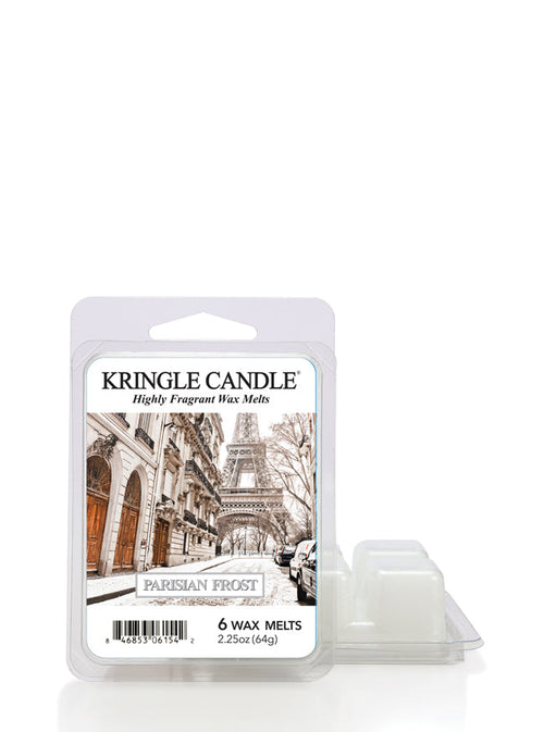 Kringle Candle Parisian Frost wax melts packaging on a white background