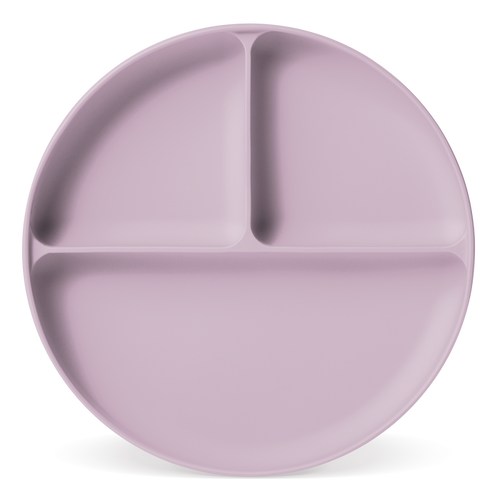 Lavender-pink decorative plate with subtle shadow detailing on white background, displayed at an angle to show three-dimensional form