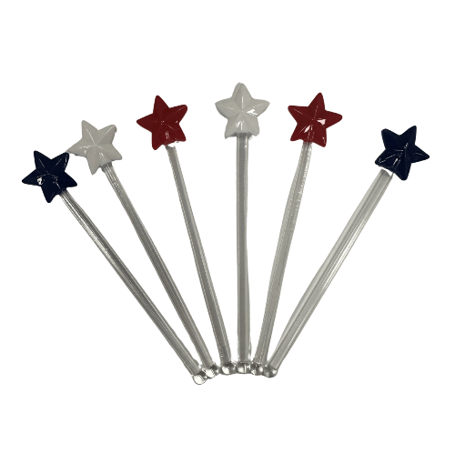 Huang Acrylic Patriotic Star 6" Stirrer (Set of 6)