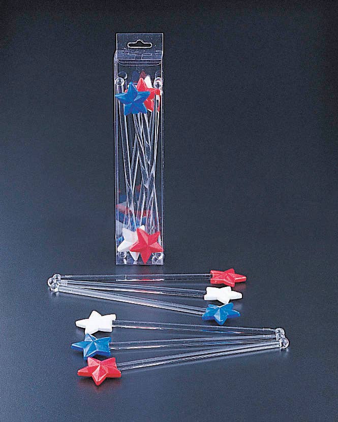 Huang Acrylic Patriotic Star 6" Stirrer (6/Set)