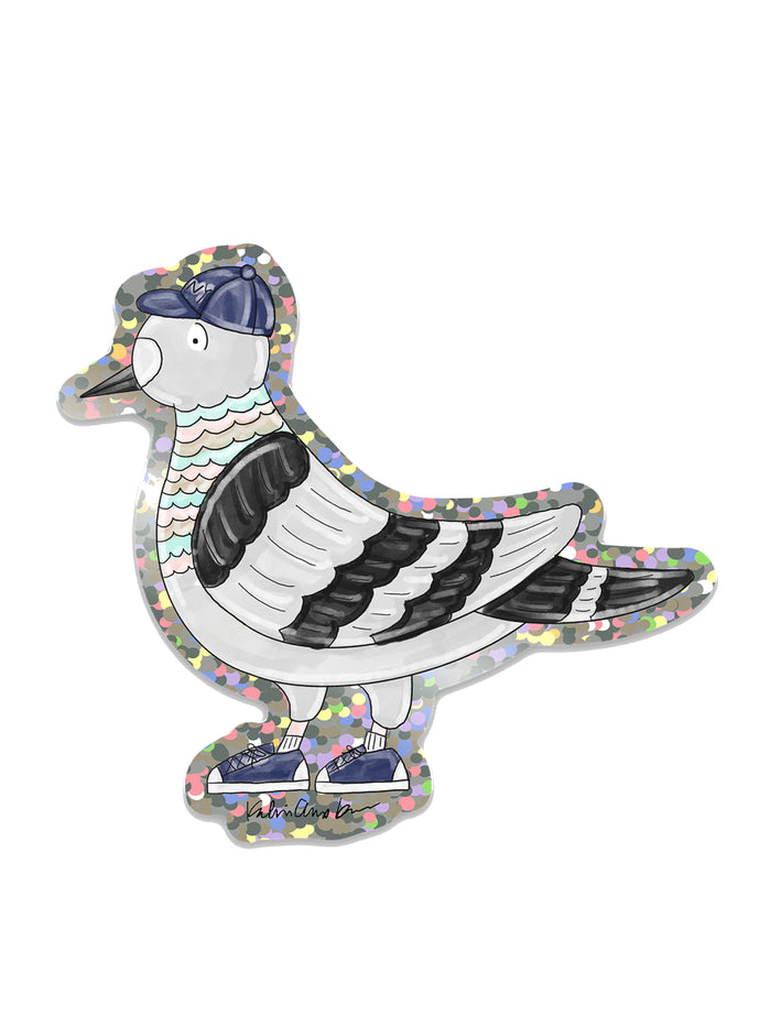 Pigeon Glitter Vinyl Sticker