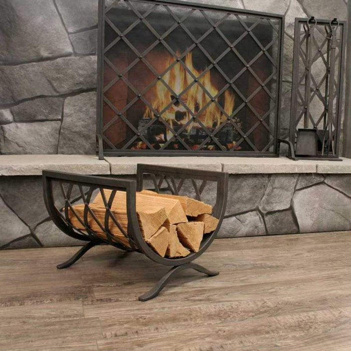 Pilgrim - 18" Distressed Bronze Iron Weave Wood Holder