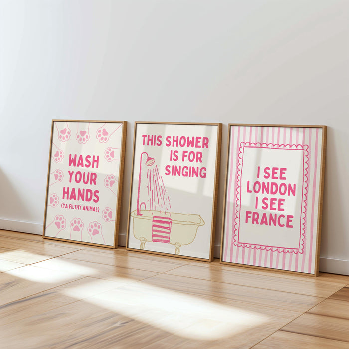 Funny Bathroom Wall Art Set Printable, Pink Bathroom Decor Bundle, Cute Bathroom Posters Set, Coquette Bathroom Wall Art, Funny Quote Prints
