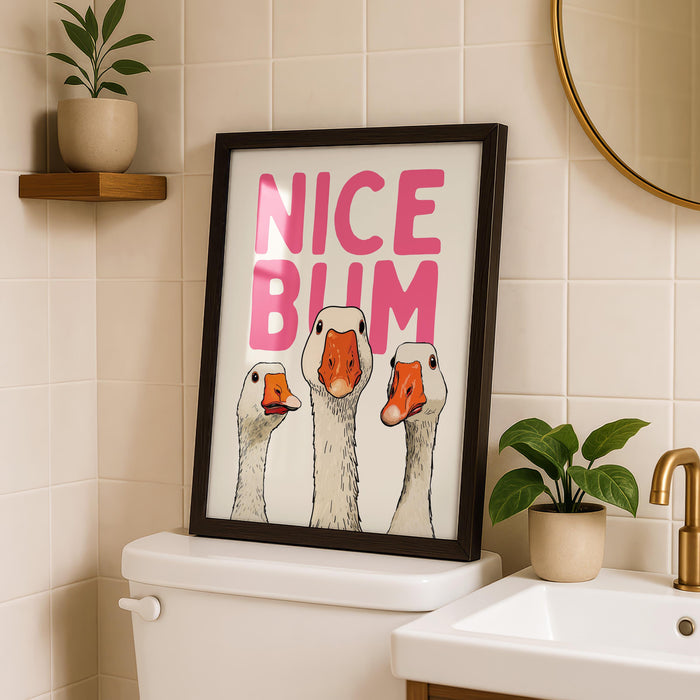 Pink Bathroom Wall Art Set of 3, Coquette Bathroom Decor, Funny Goose Bathroom Prints, Girly Bathroom Posters, Hot Pink Bathroom Art