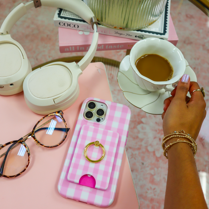 Pink Gingham MagSafe Wallet