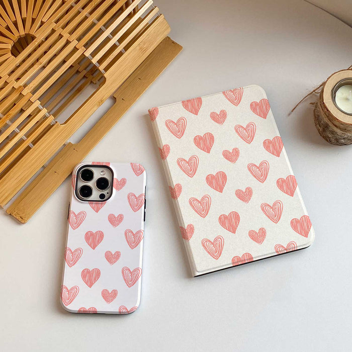 Pink Hearts iPad Case
