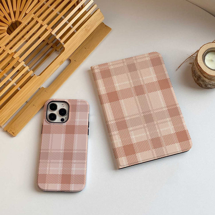 Plaid Pattern iPad Case - Apricot