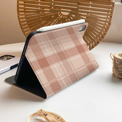 Plaid Pattern iPad Case - Apricot