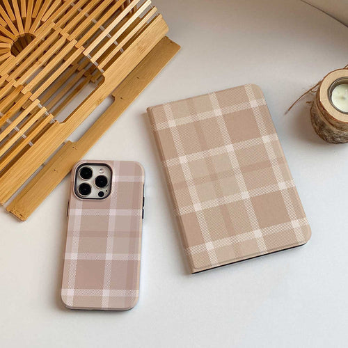 Plaid Pattern iPad Case - Khaki
