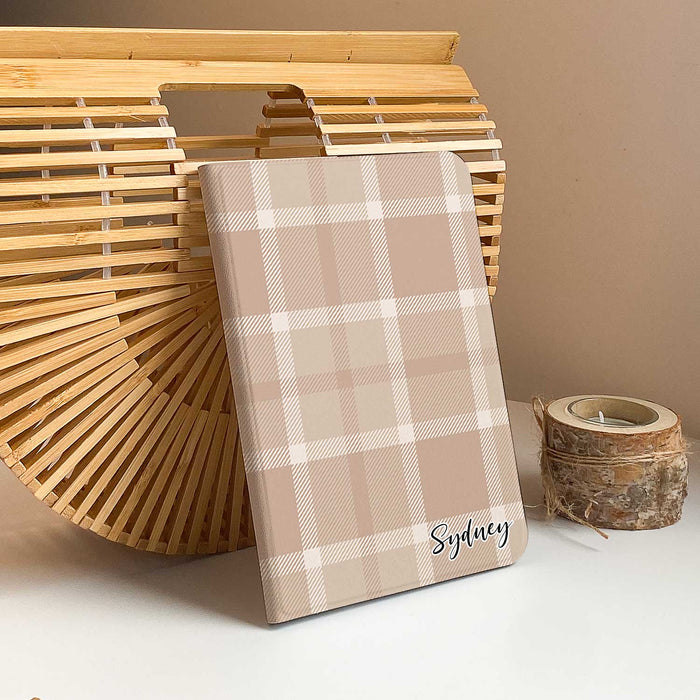 Plaid Pattern iPad Case - Khaki