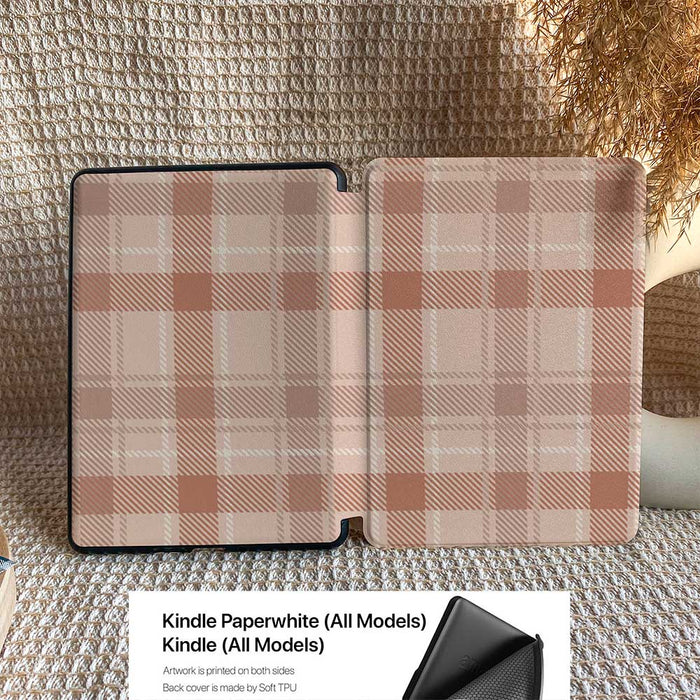 Plaid Pattern | Kindle Case - Apricot