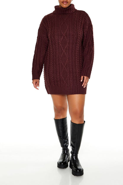 Plus Size Turtleneck Mini Sweater Dress