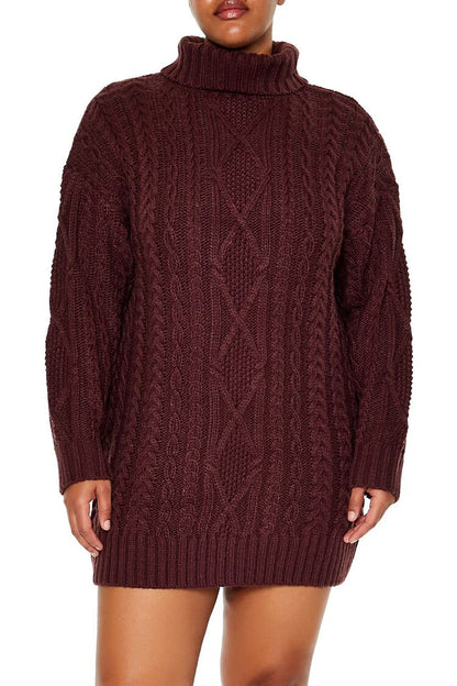 Plus Size Turtleneck Mini Sweater Dress