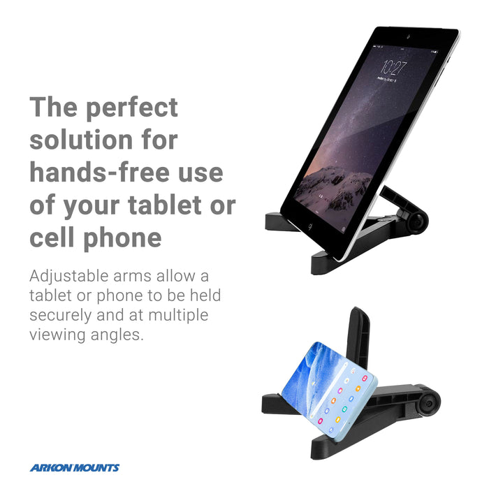 The Portable Tablet/Phone Stand securely holds your tablet or smartphone at various angles, making it a must-have work from home accessory for stable, hands-free use and multiple viewing options.