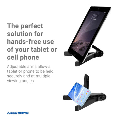 The Portable Tablet/Phone Stand securely holds your tablet or smartphone at various angles, making it a must-have work from home accessory for stable, hands-free use and multiple viewing options.