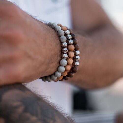 Power of 3! big Perlenarmband "Durchsetzungskraft", Beton