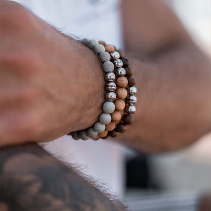 Power of 3! big Perlenarmband "Durchsetzungskraft", Beton