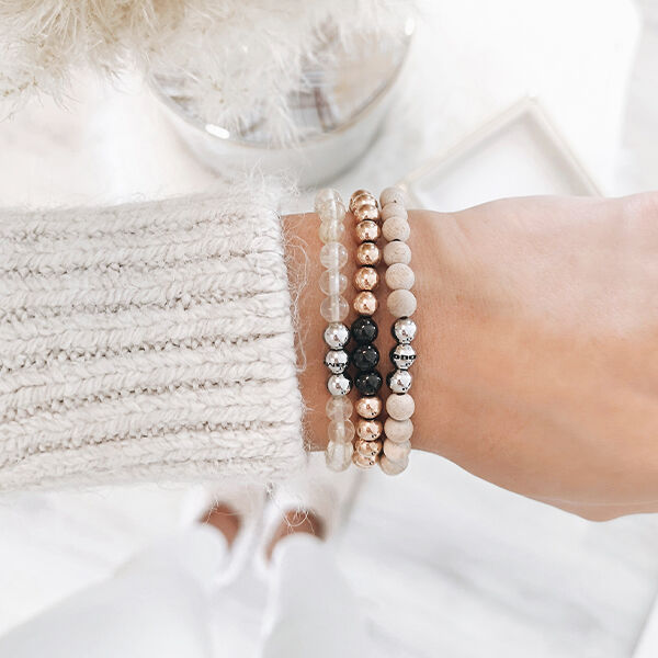 Power of 3! Perlenarmband "Innere Wärme", Holz