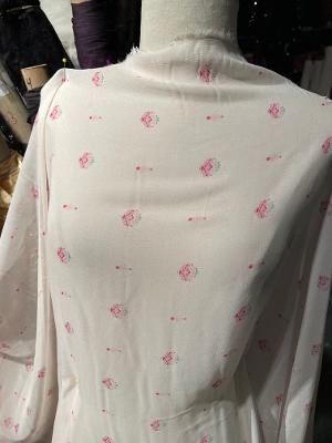Printed Silk Georgette - Peach / Fuchsia / Aqua