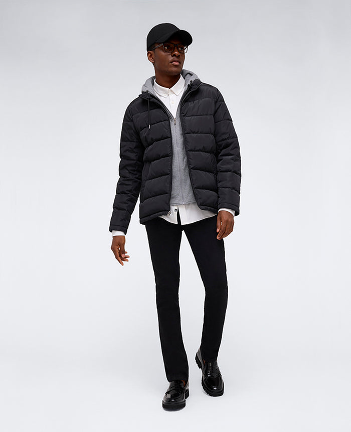Puffer with Attached Jersey Hood