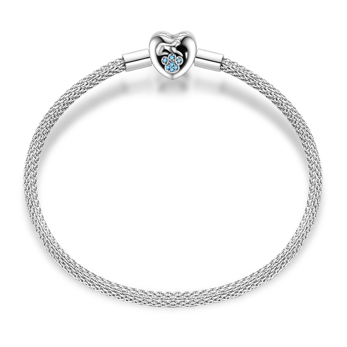 Pulsera Corazón Huella de Perrito Azul