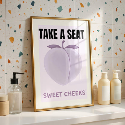 Purple Bathroom Wall Art Set of 6, Funny Bathroom Prints, Eclectic Bathroom Decor, Lavender Bathroom Posters, Guest Check Wall Art