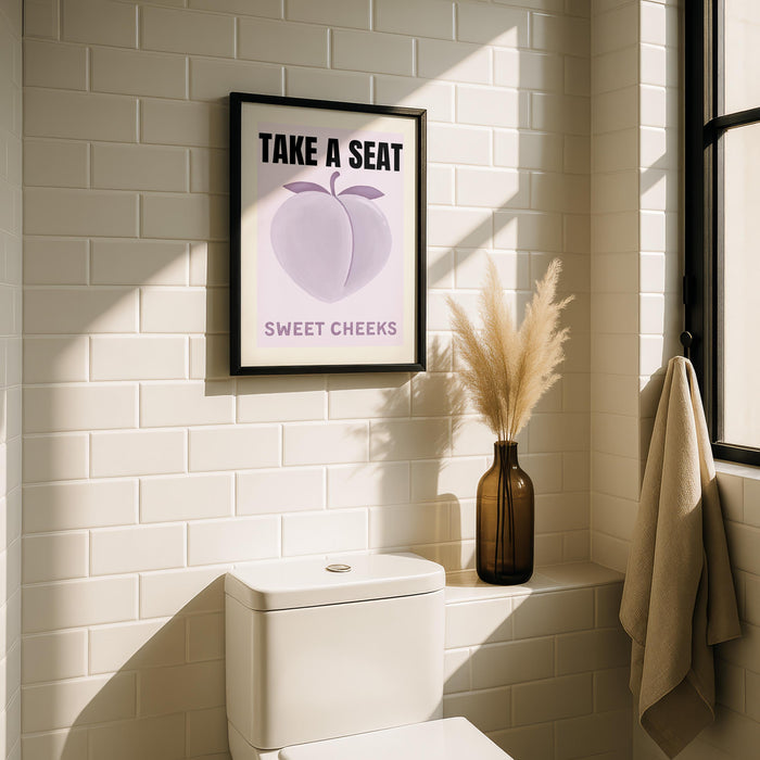 Purple Bathroom Wall Art Set of 6, Funny Bathroom Prints, Eclectic Bathroom Decor, Lavender Bathroom Posters, Guest Check Wall Art