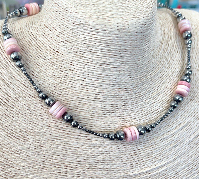Queen Conch Hematite Beaded Necklace