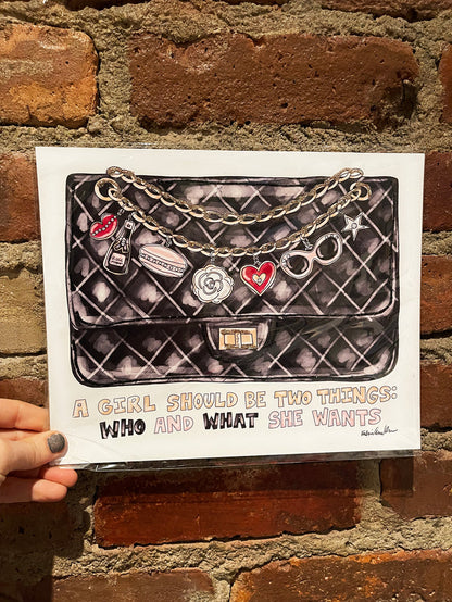 Quilted Handbag Glitter Art Print