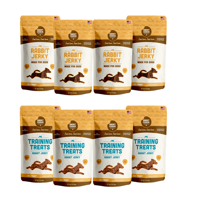 Rabbit Jerky Strips + Training Treats Bundle