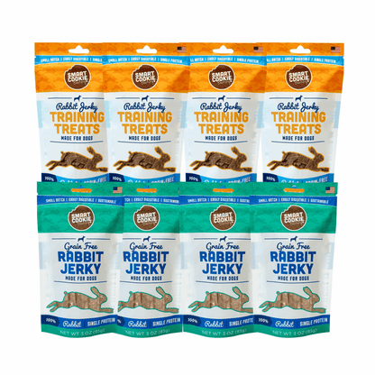 Rabbit Jerky Strips + Training Treats Bundle