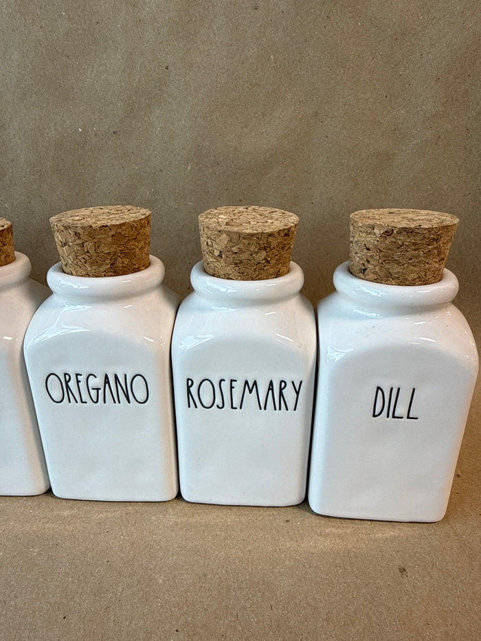 Rae Dunn Ceramic Spice Jars With Cork Lids