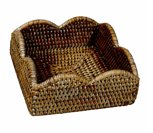 Caspari Party Rattan Scallop Napkin Holder, Luncheon