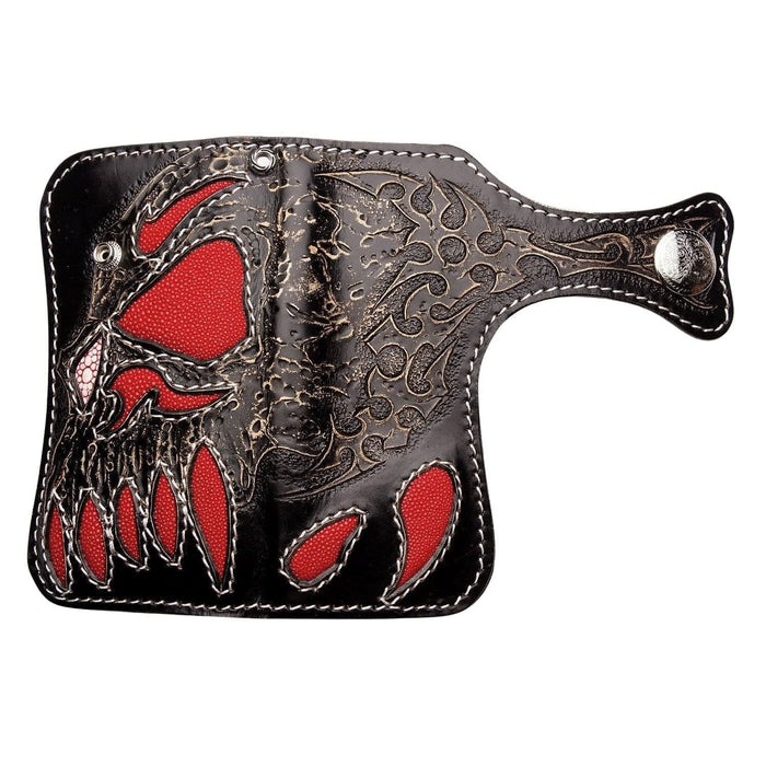 Red Demon Stingray Leather Carved Biker Wallet [3]