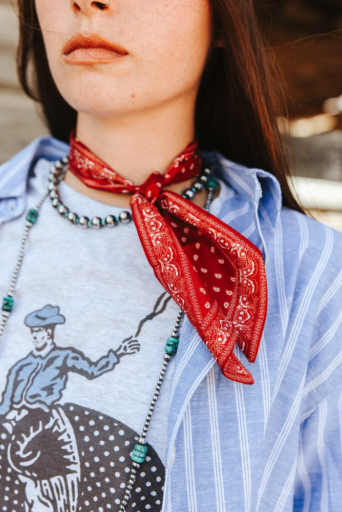 Red Paisley Bandana Twilly Scarf