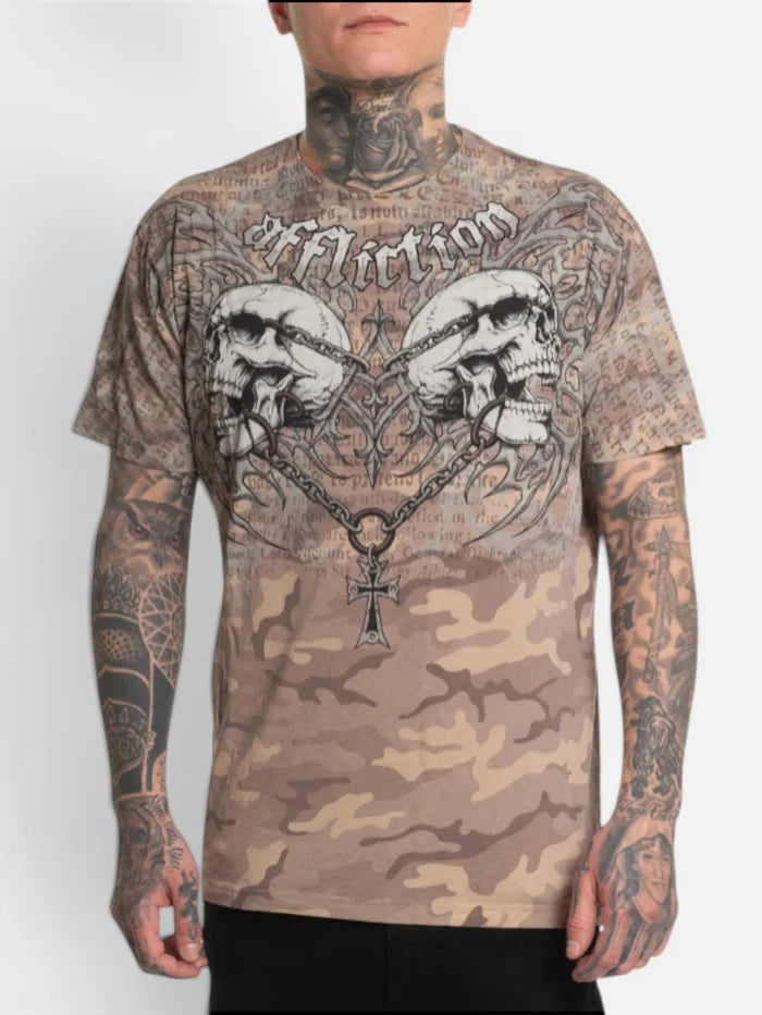 Remera Affliction Collapse Marrón