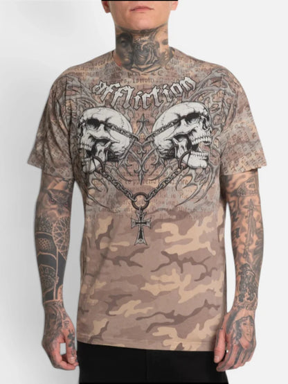 Remera Affliction Collapse Marrón
