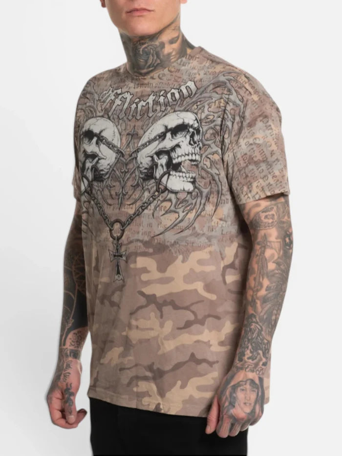 Remera Affliction Collapse Marrón