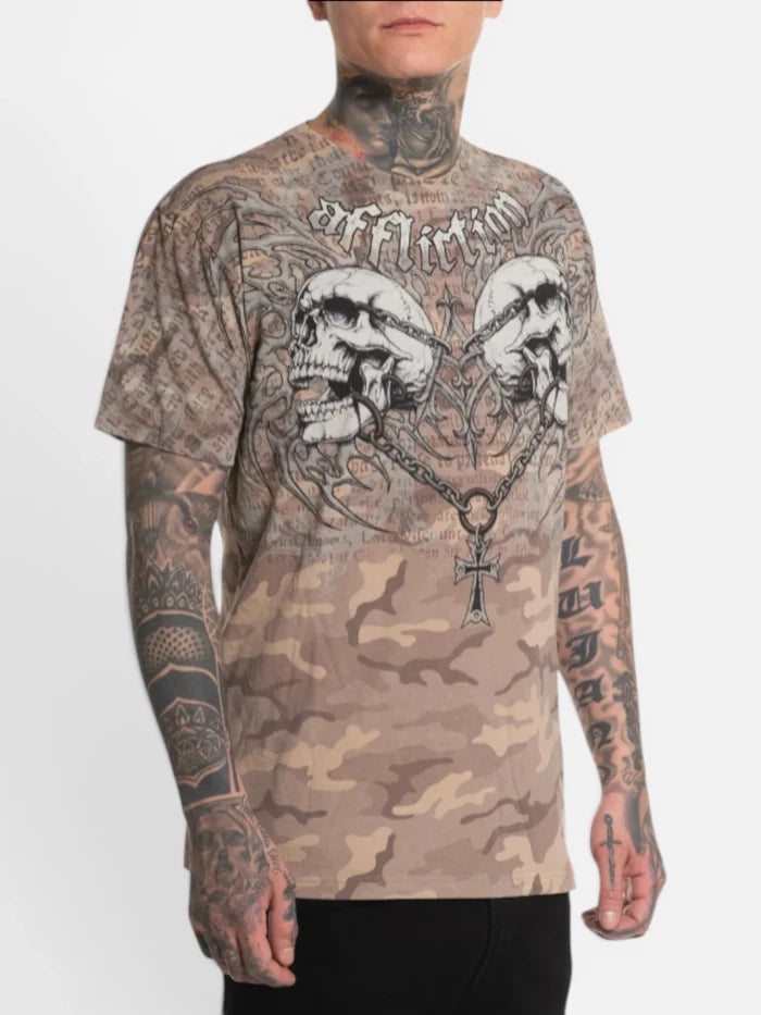 Remera Affliction Collapse Marrón