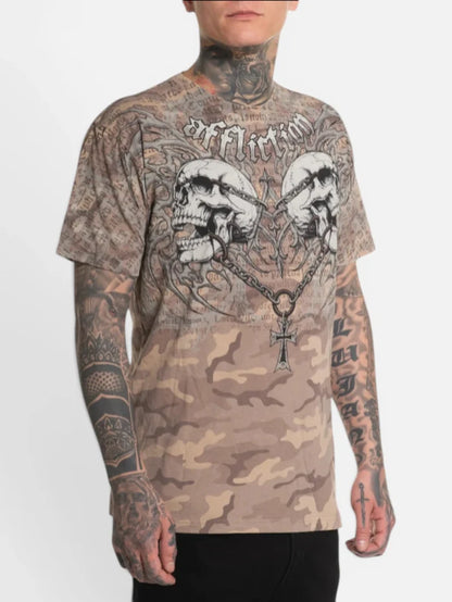 Remera Affliction Collapse Marrón