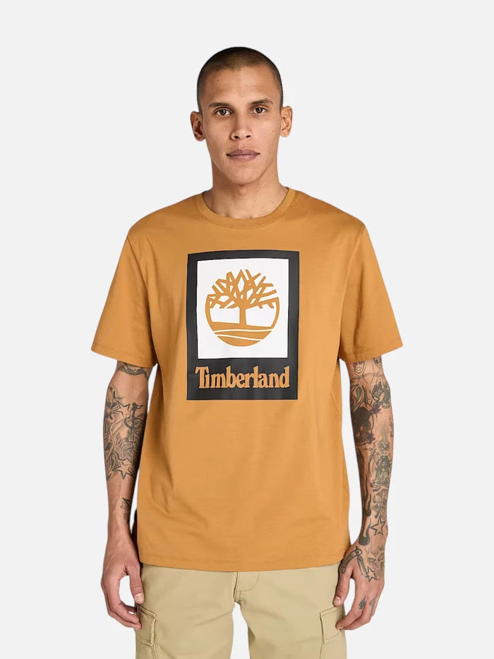 Remera Timberland Stack Logo Colored Marrón Blanco