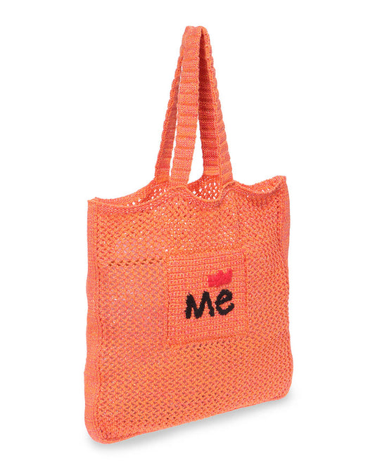Remi Crochet Orange Shopper Bag