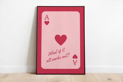 Retro Casino Wall Art Set of 3 Prints, Vintage Lucky 8 Ball, Ace of Hearts and Good Times Tickets, Red Pink Gallery Wall Artwork DIGITAL