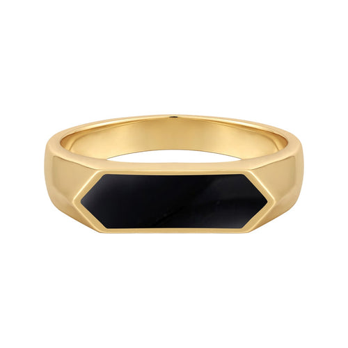 Ring Geo gold Emaille schwarz