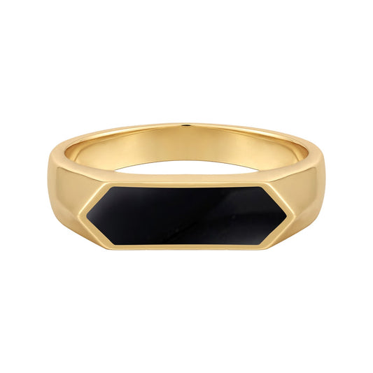 Ring Geo gold Emaille schwarz