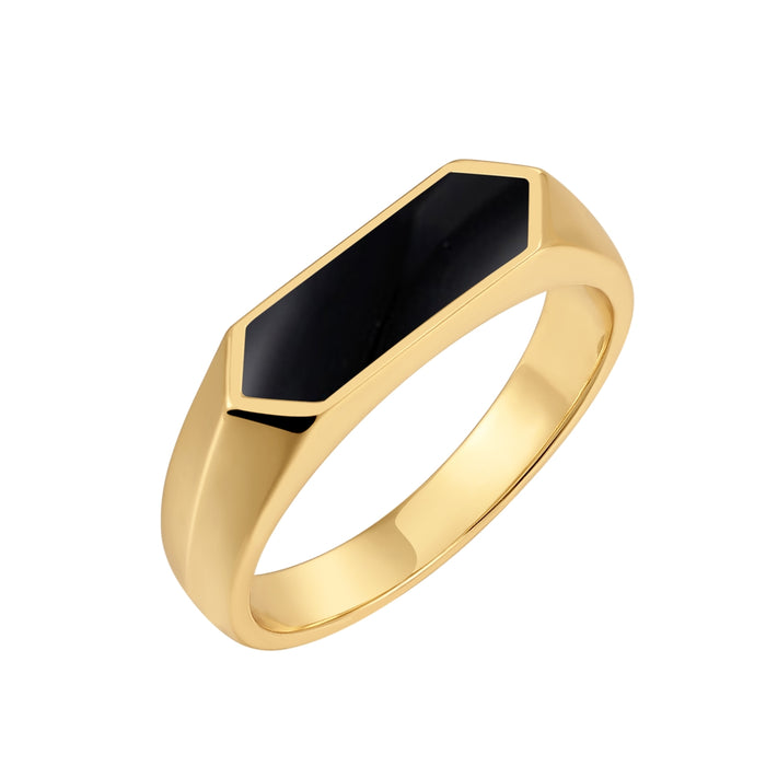 Ring Geo gold Emaille schwarz