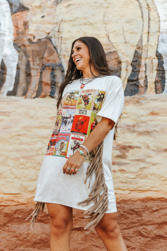 Rodeo Classics Fringed Oversized Tee DressS