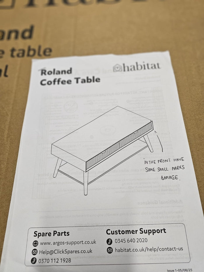 Roland Coffee Table - Cream (B GRADE)